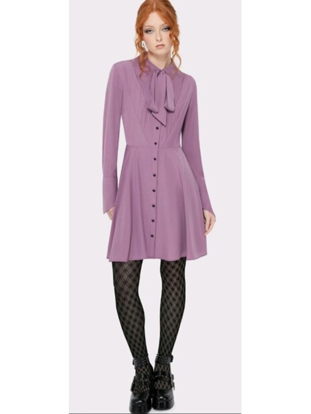 Killstar Lyricore Mini Dress Mauve Collared Shirt Dress Women's Sz S NEW